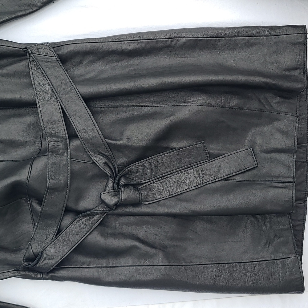 Black Leather trench coat I.N.C. medium - Picture 7 of 7